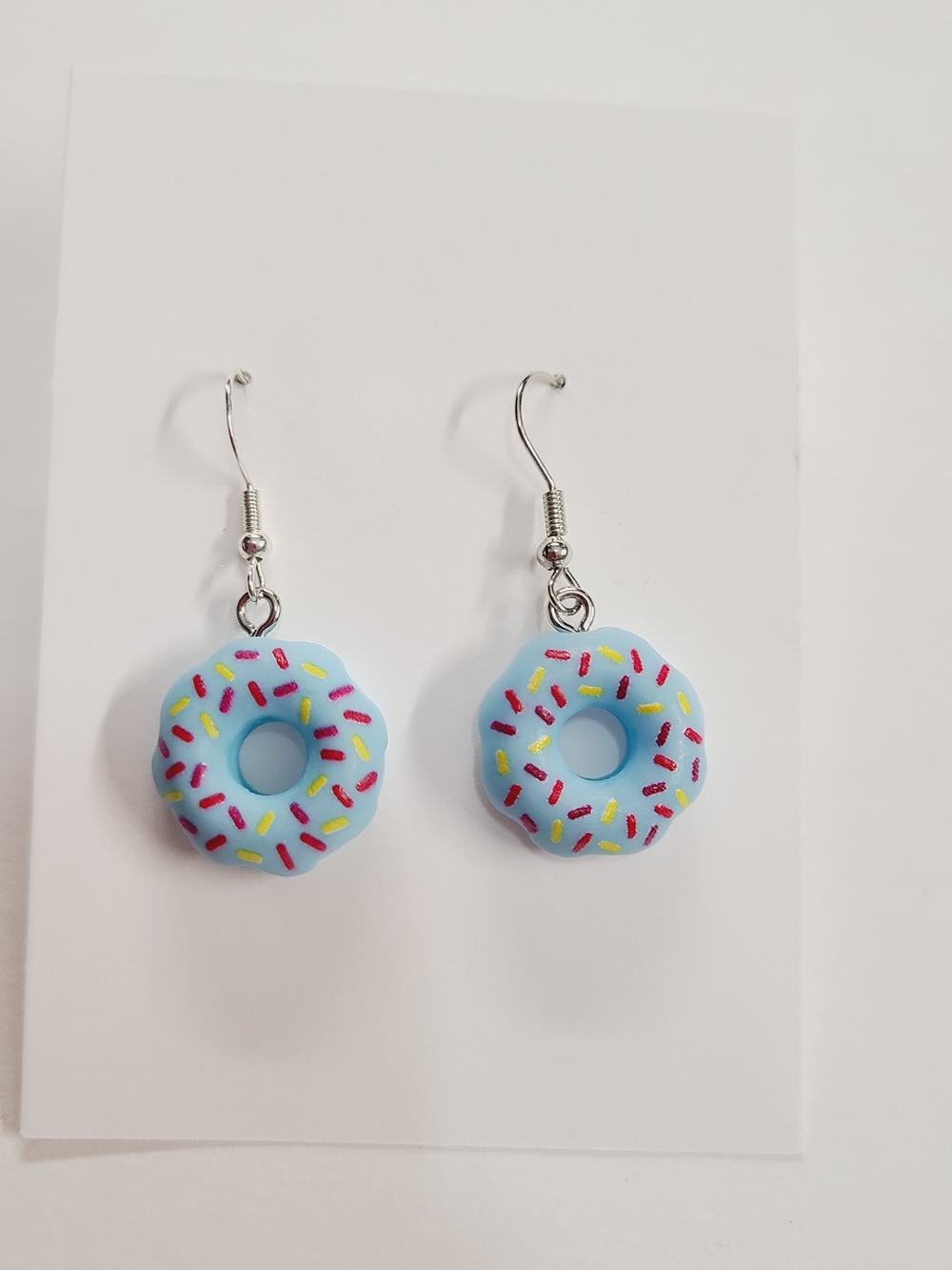Blue Donut Sprinkle Dangle Earrings